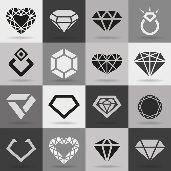 Conjunto de ícones de vetor diamante — Vetor de Stock
