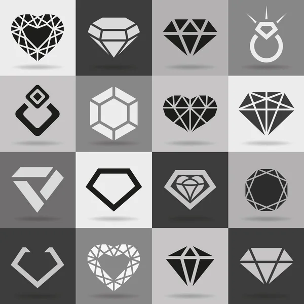 Conjunto de iconos de vector diamante — Vector de stock