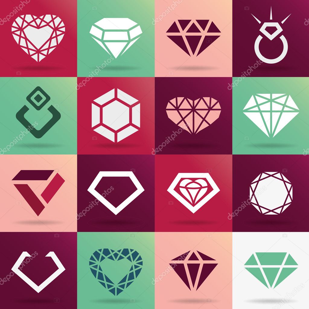 Diamond vector icons set