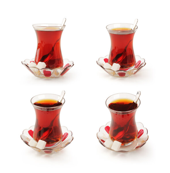 Turkish tea cup set with clipping path.