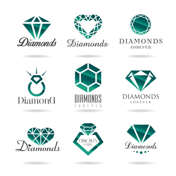 Diamant-Vektorsymbole gesetzt — Stockvektor