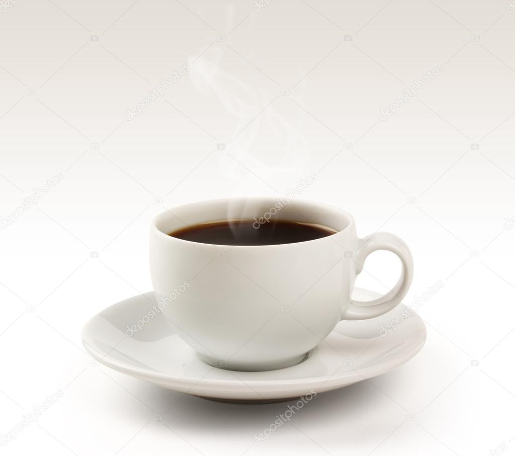 Coffee cup and saucer on a white background (clipping path).