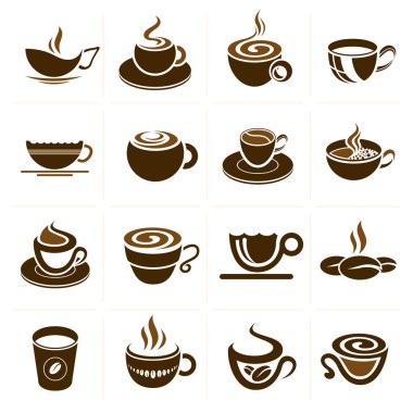 çay ve kahve fincan seti, vector Icon collection.
