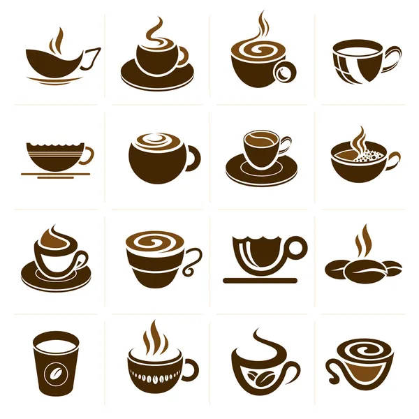 Set di tazze da caffè e tè, collezione di icone vettoriali . — Vettoriale Stock