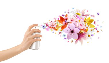 Flower-scented room sprays and flowers from inside clipart