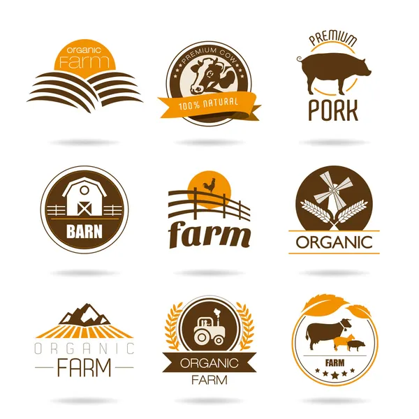 çiftlik ve kasap dükkanı Icon set