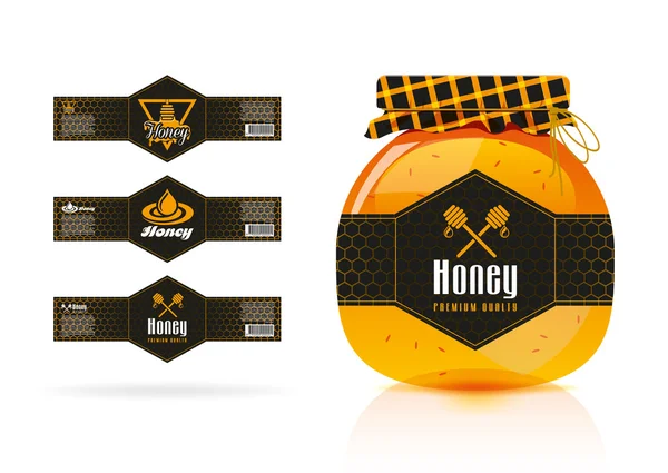 Honey banner - sticker design — Stock Illustration Honey banner - sticker design Vector Graphics
