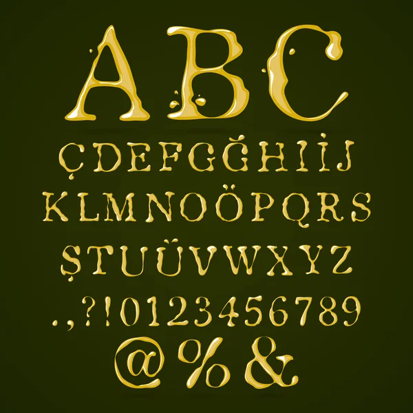 Olivový olej abeceda velká písmena — Stockový vektor