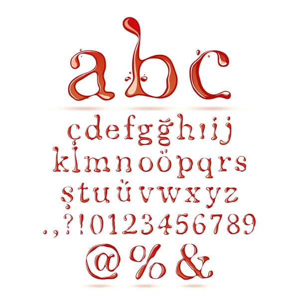 Ketchup alfabet kleine letters — Stockvector