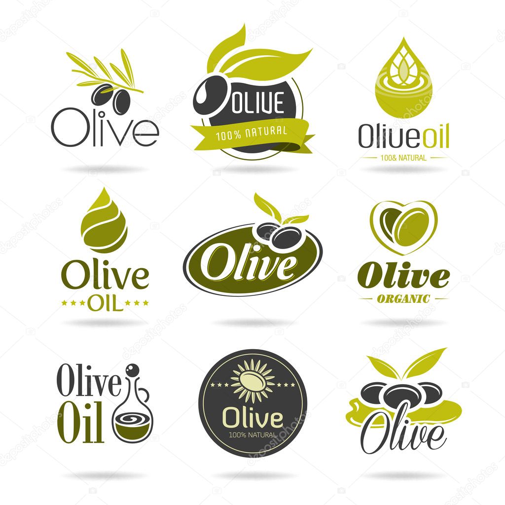 Olive oil icon set