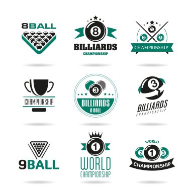 Billiards and snooker icons set - 2 clipart