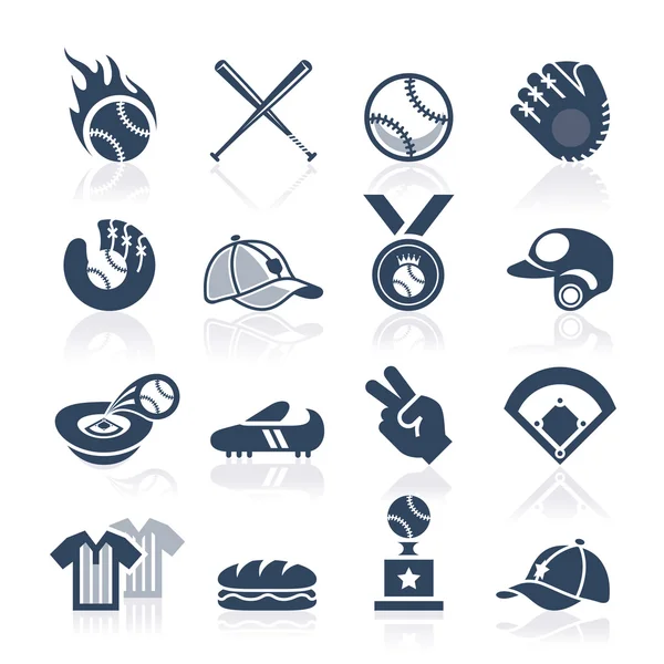 Juego de iconos de béisbol — Vector de stock