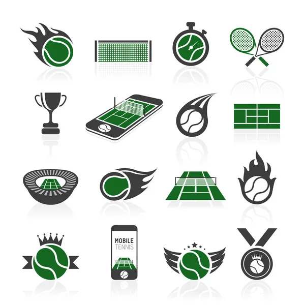 Juego de iconos de tenis — Vector de stock