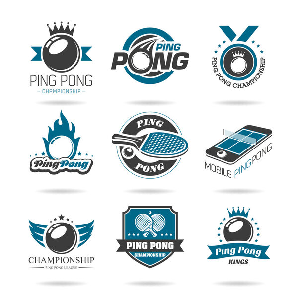 Ping pong icon set - 2