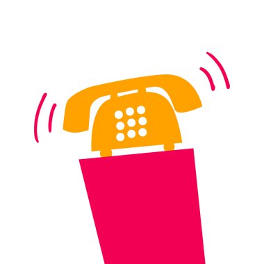 telefon arayanların kırmızı ve sarı renkli çizimi