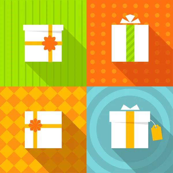 Set of icons gift box bright colors look with different sides — Stock Photo, Image