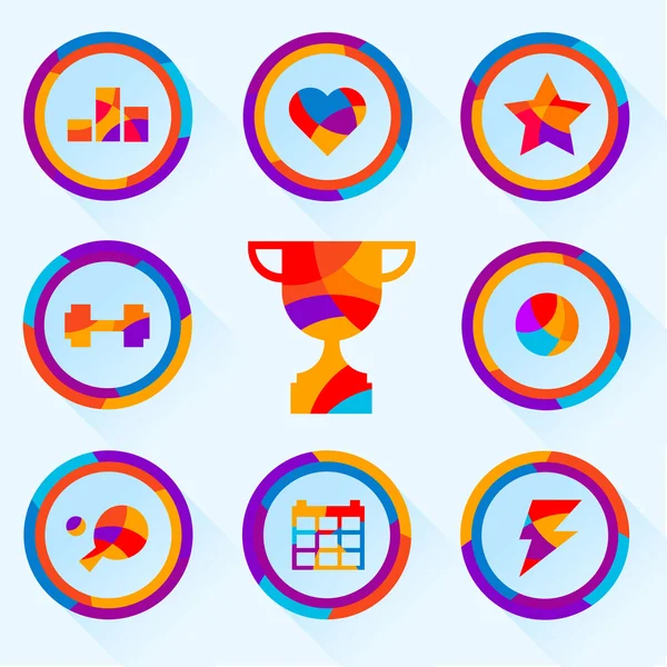 Set of icons about sports bright colors — Stock Photo, Image