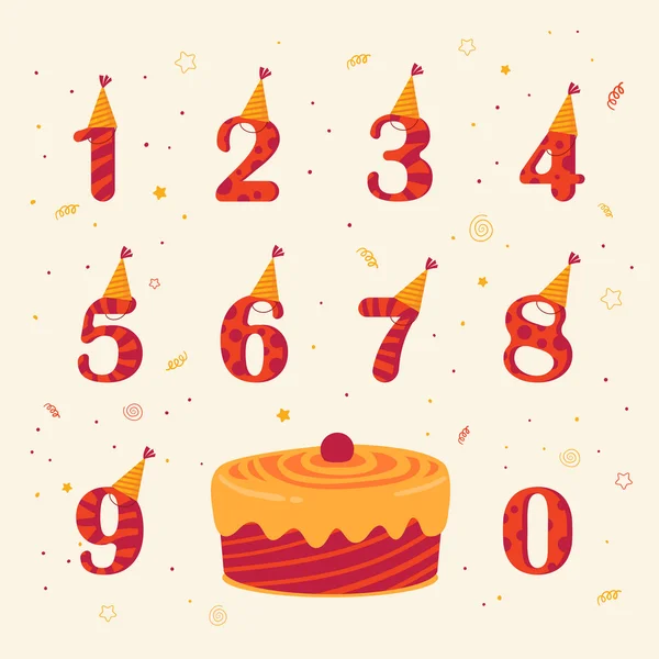 Set of icons birthday celebration red and yellow colors — Stock Photo, Image