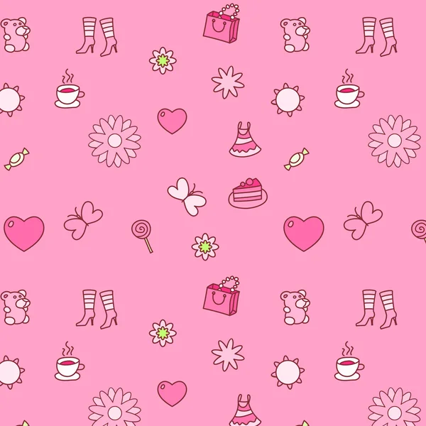 Background pattern with female things pink colors — Stock Photo, Image