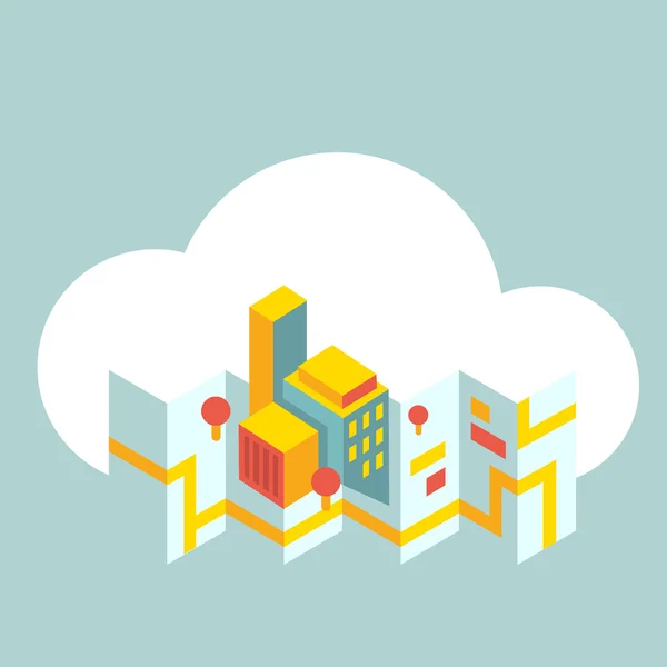 Mapa moderno de la ciudad en la nube — Vector de stock