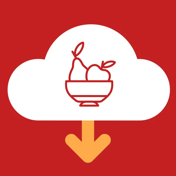 Cloud scaricare piatto di frutta . — Vettoriale Stock
