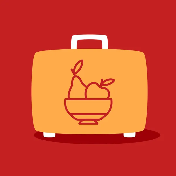 Bőrönd és egy gyümölcstál. — Stock Vector