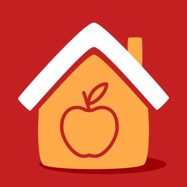 House with apple. — Stock Vector
