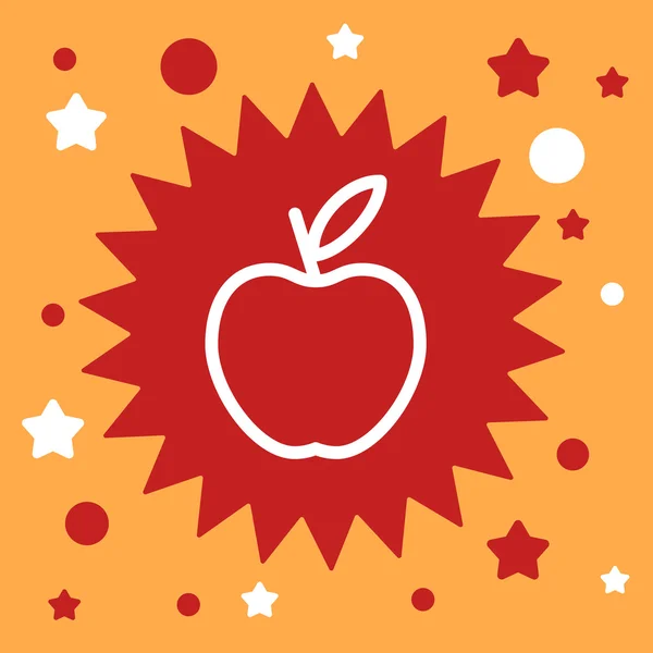 Signo de estrella con manzana . — Vector de stock