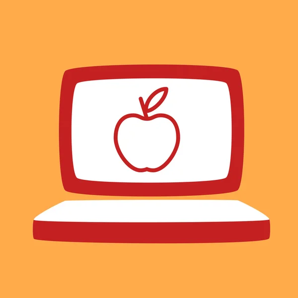 Laptop mit Apfel. — Stockvektor