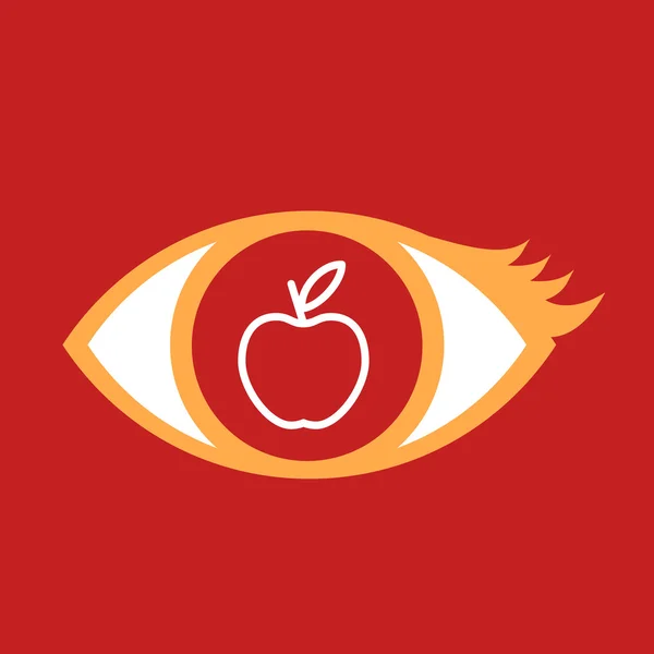 Eye with apple — Stock Vector