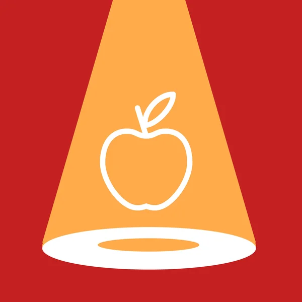 Foco ilumina manzana . — Vector de stock