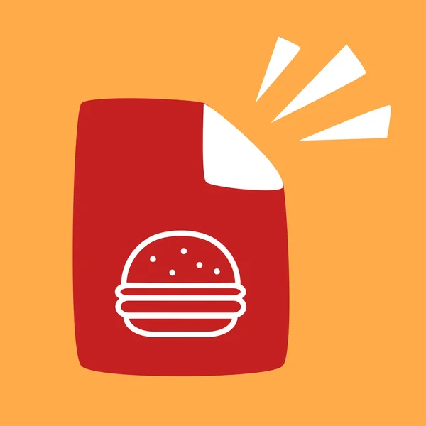 Document with a burger. — Stock Vector