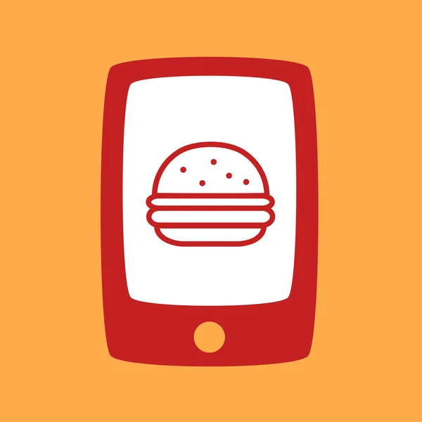 Phone with a burger. — Stock Vector