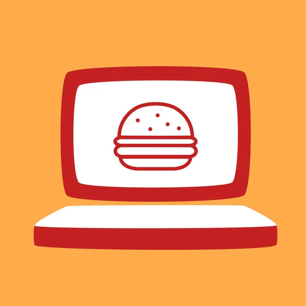 Ordinateur portable avec un hamburger . — Image vectorielle