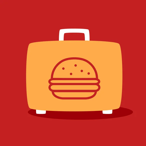 Suitcase with a burger. — Stock Vector