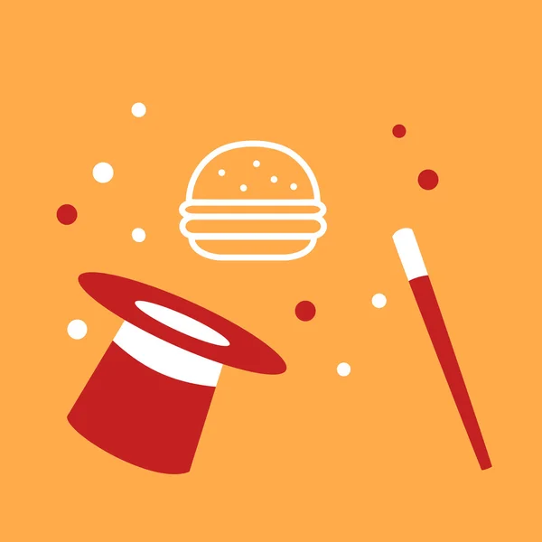 Chapeau magicien burger . — Image vectorielle
