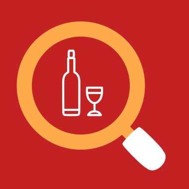 Büyüteç ile bir şişe ve cam. 