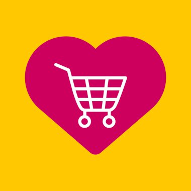 bir alışveriş sepeti ile kalp. 