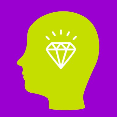 bir adamın kafasını elmas silüeti. 