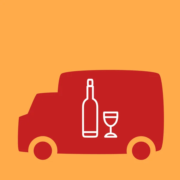 Truck with a bottle and glass. — Stock Vector