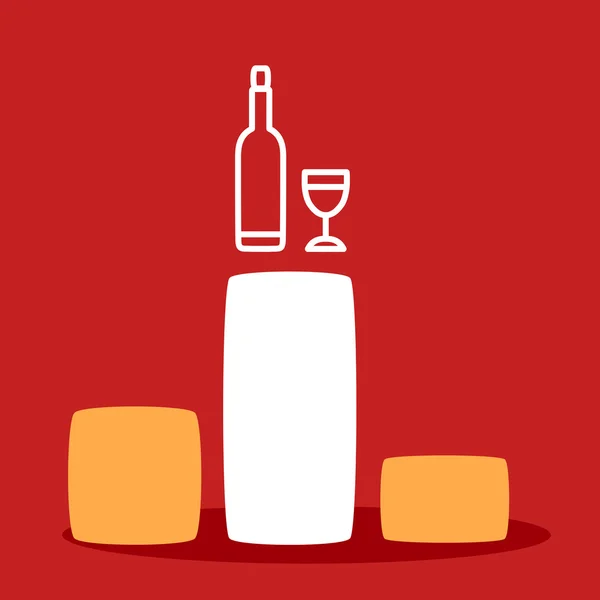 Valutazione con bottiglia e bicchiere . — Vettoriale Stock