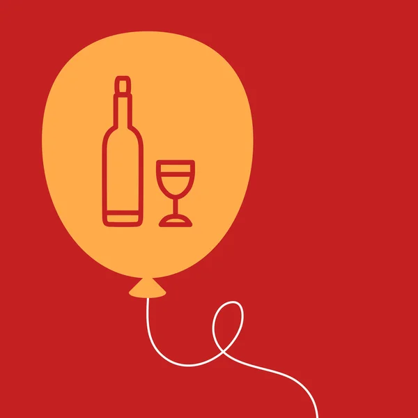 Balloon with a bottle and glass. — Stockvector