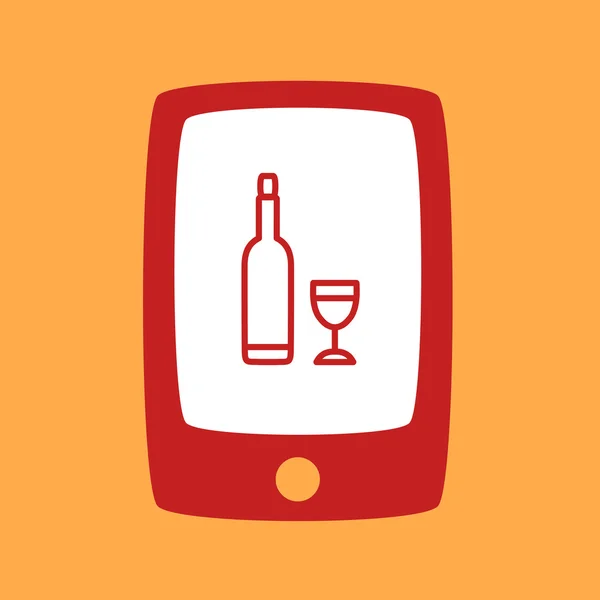 Telefoon met een fles en glas. — Stockvector