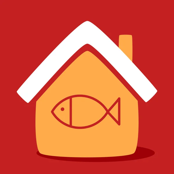 House with a fish. — Stock Vector