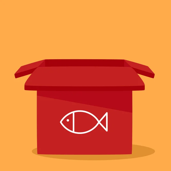 Boîte avec un poisson . — Image vectorielle