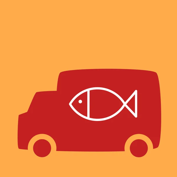 Camion avec un poisson . — Image vectorielle
