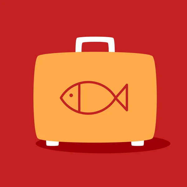 Suitcase with a fish. — Stock Vector