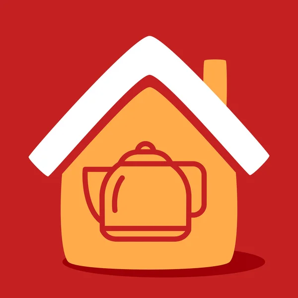 House with a kettle. — Stock Vector
