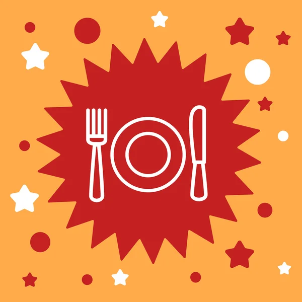 Star sign with a  plate, spoon, fork. — Stock Vector