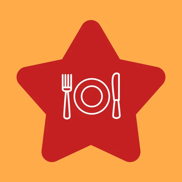 Étoile avec une assiette, cuillère, fourchette . — Image vectorielle
